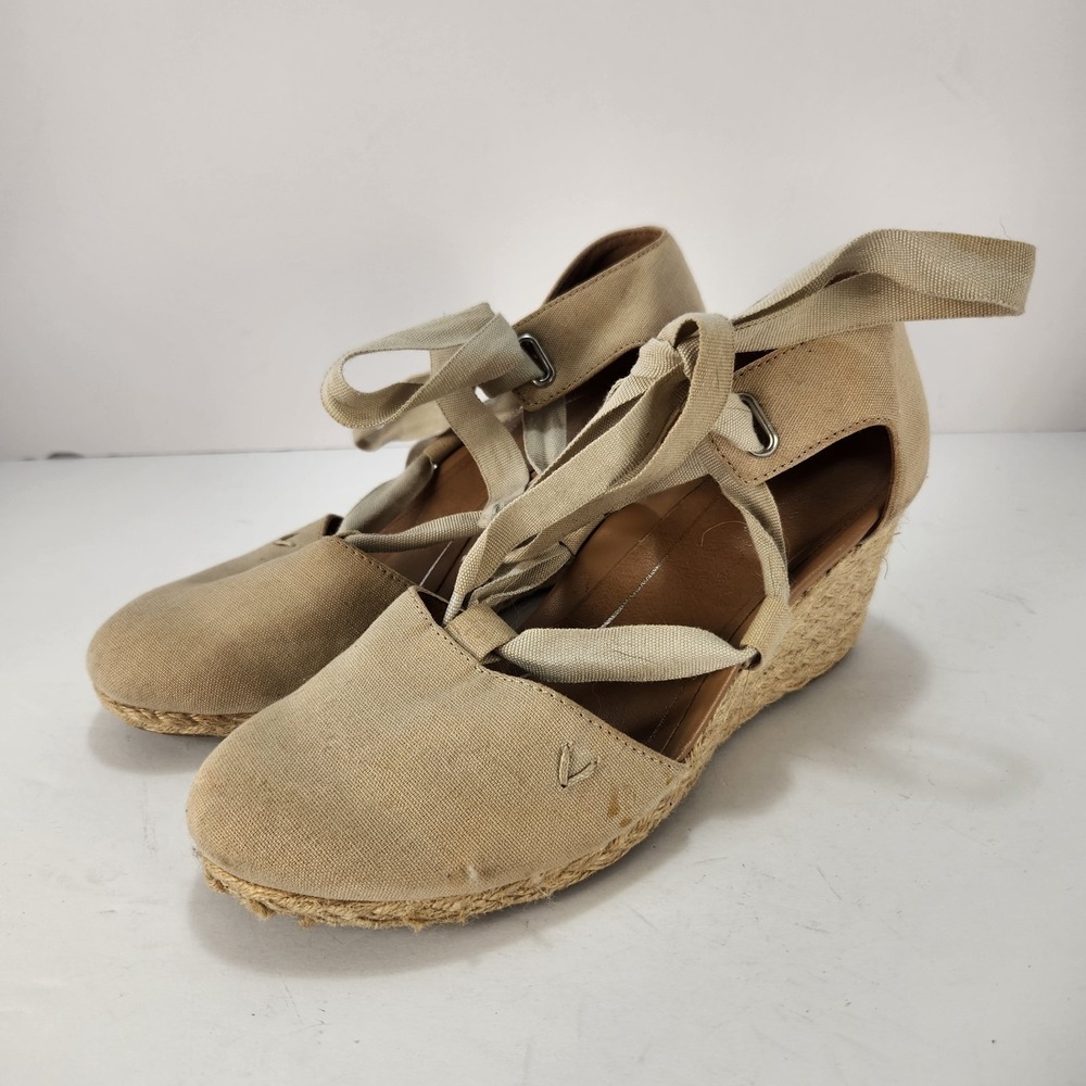 Vionic‎ Women's Preppy Lace-up Platform Wedge Sandals Beige Size 6.5